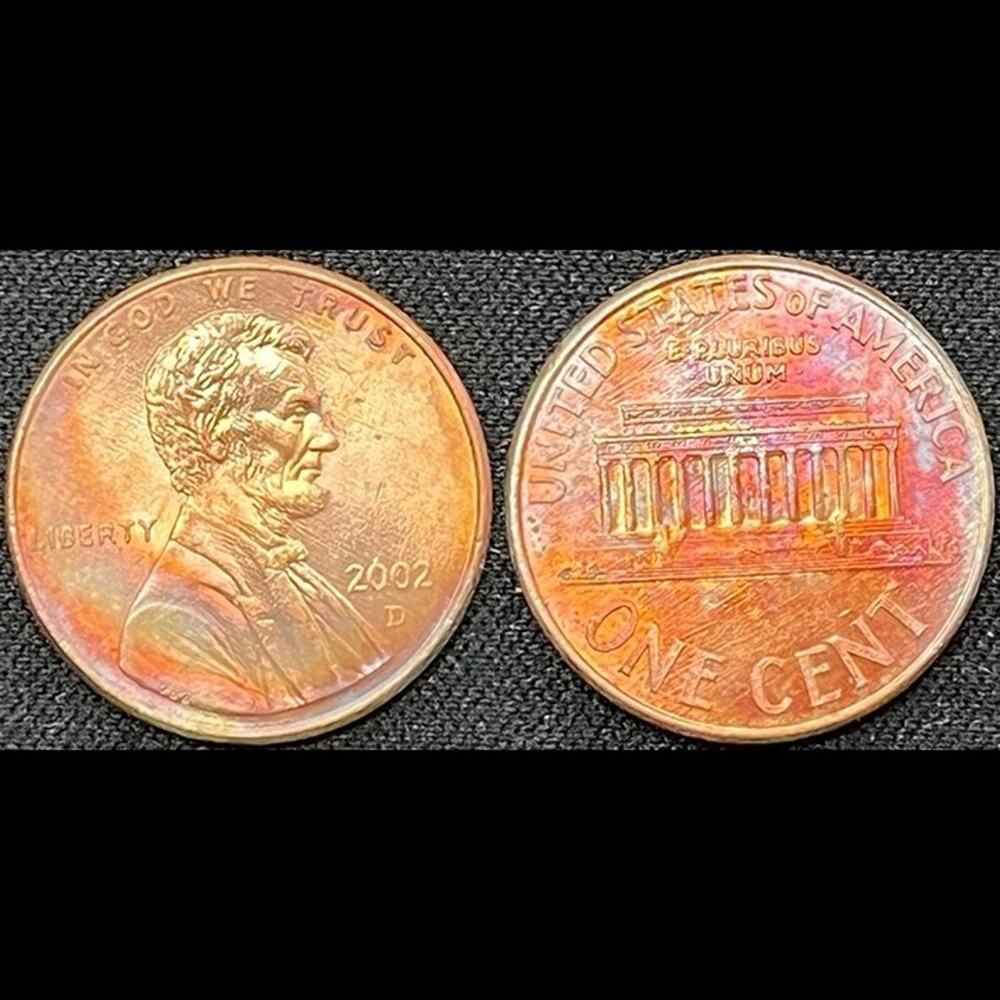 Lincoln One Cent 2002-D Synthesized Rainbow Toning Handmade Collection Coin #19